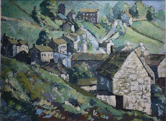 Thomas McAndrew, oil on panel, Gunnerside, Swaledale, signed, 91 x 122cm